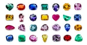 collrection of Bright gems isolated on a white background